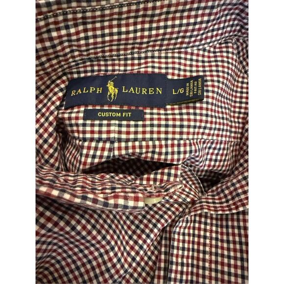 Ralph Lauren Men’s Classic Fit Button Down Shirt Sz. L Red/White/Blue Plaid - Picture 10 of 13
